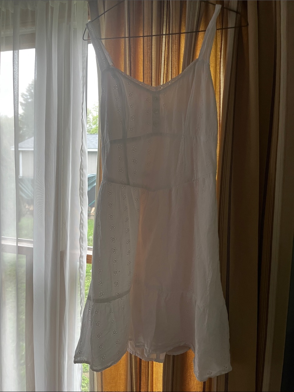 Hollister White One-Shoulder Eyelet Sundress